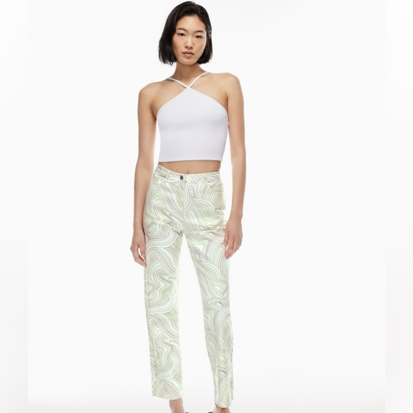 WILFRED Free Vera Pant Printed High Waisted Twill Pants Soft Swirls Neutral - 8 - Picture 1 of 16
